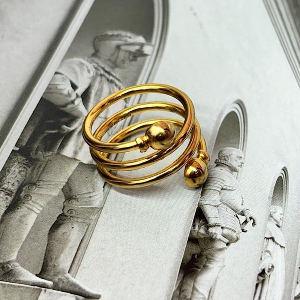 Spiral gold stainless steel ring
